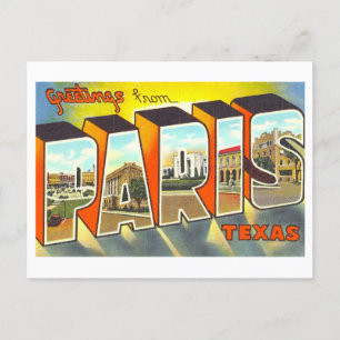 Vintage Greetings from Paris, Texas, Postcard