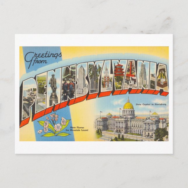 Vintage Greetings from Pennsylvania Postcard (Front)