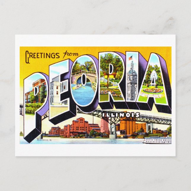 Vintage Greetings from Peoria, Illinois, Postcard (Front)