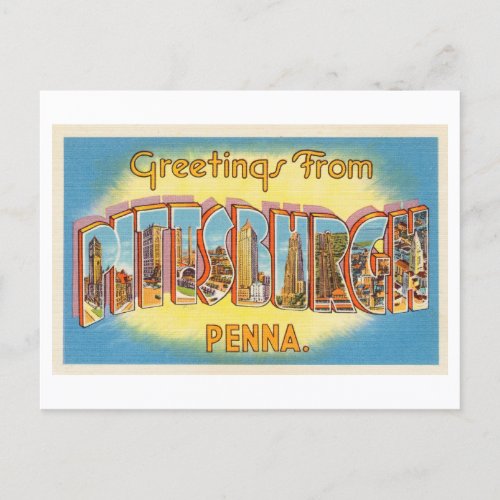 Vintage Greetings from Pittsburgh Pennsylvania Postcard