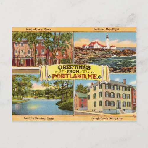 Vintage Greetings from Portland Maine Postcard
