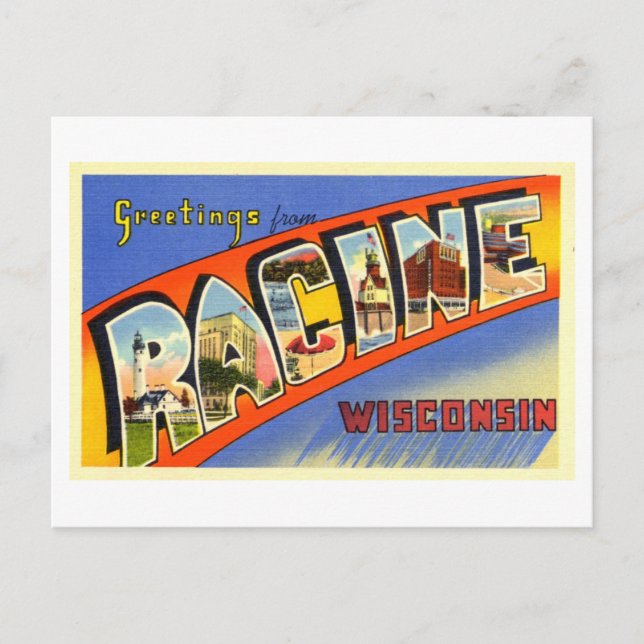 Vintage Greetings from Racine, Wisconsin Postcard (Front)