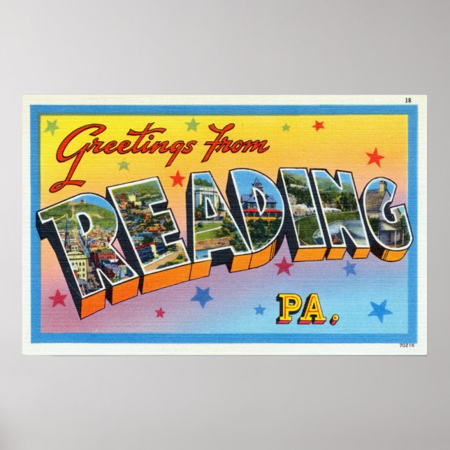 Vintage Greetings from Reading Pennsylvania Travel Poster (Front)