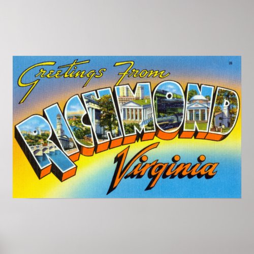 Vintage Greetings from Richmond Virginia Travel Poster