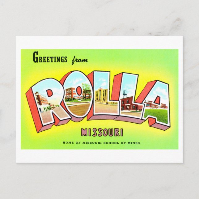 Vintage Greetings from Rolla, Missouri, Postcard (Front)