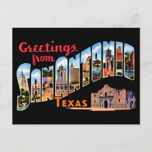 Vintage Greetings From San Antonio Texas Travel Postcard