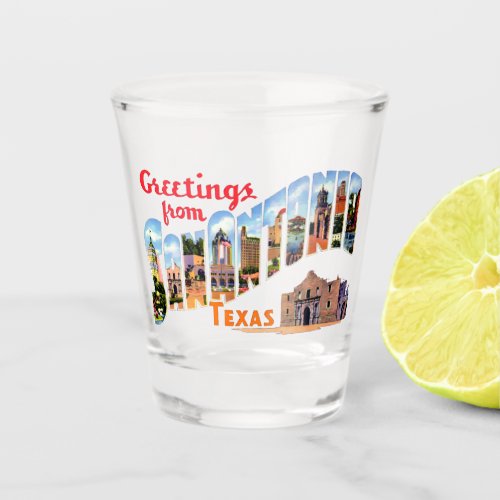 Vintage Greetings From San Antonio Texas Travel Shot Glass