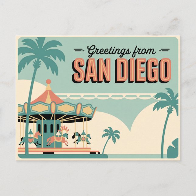 Vintage Greetings from San Diego Classic Retro Postcard (Front)