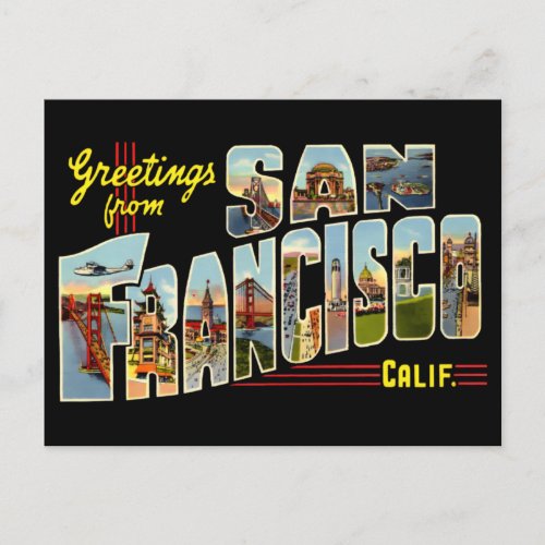 Vintage Greetings From San Francisco Travel Postcard