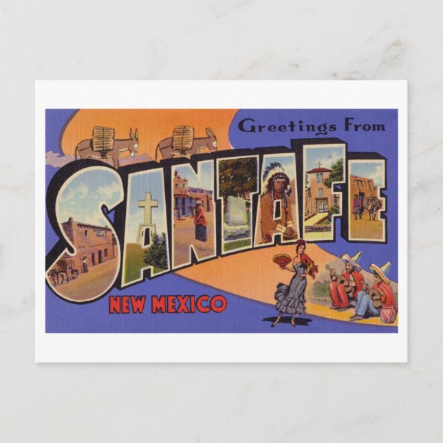 Vintage Greetings from Santa Fe, New Mexico Postcard (Front)