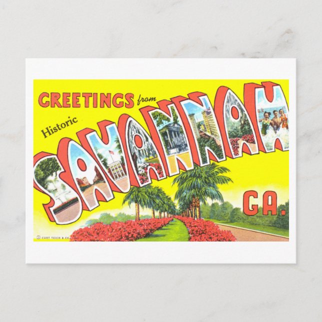 Vintage Greetings from Savannah, Georgia, Postcard (Front)