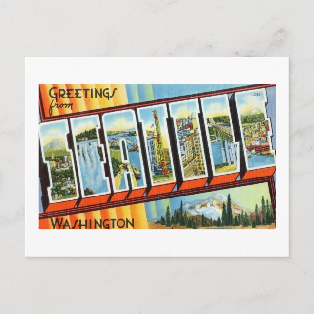Vintage Greetings from Seattle Washington Travel P Postcard (Front)