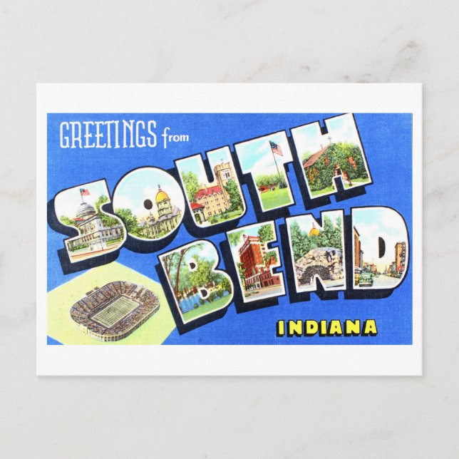 Vintage Greetings from South Bend, Indiana, Postcard (Front)
