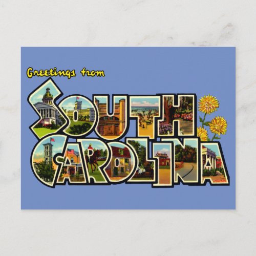 Vintage Greetings From South Carolina Travel Postcard
