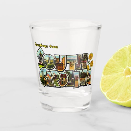 Vintage Greetings From South Carolina Travel Shot Glass