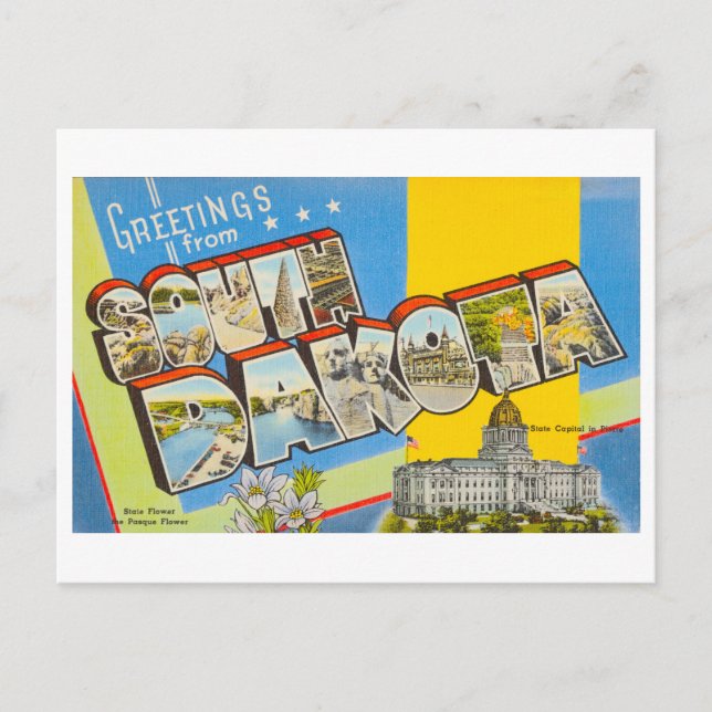 Vintage Greetings from South Dakota Postcard (Front)