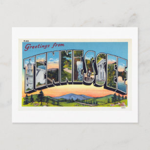 Vintage Greetings From Tennessee Travel Poster Postcard