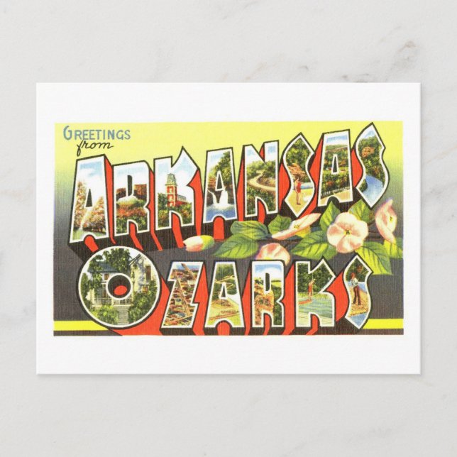 Vintage Greetings from the Arkansas Ozarks Postcard (Front)