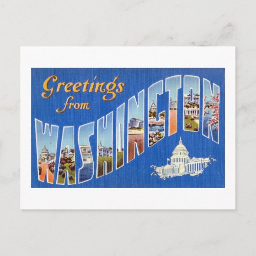 Vintage Greetings From the City of Washington DC P Postcard