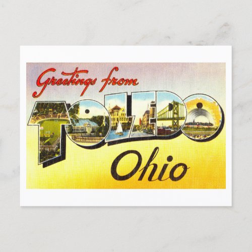 Vintage Greetings from Toledo Ohio Postcard