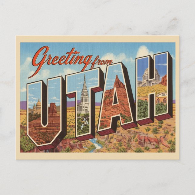 Vintage "Greetings from Utah" Postcard (Front)