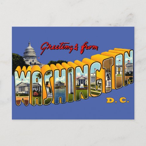 Vintage Greetings From Washington DC Travel Postcard