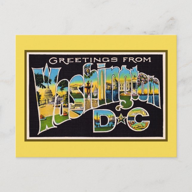 Vintage Greetings From Washington DC Postcard (Front)