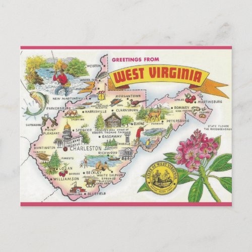 Vintage Greetings From West Virginia Postcard