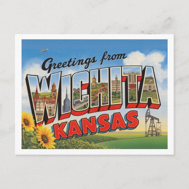 Vintage "Greetings from Wichita, Kansas" Postcard (Front)