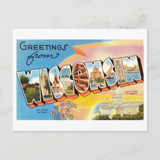 Vintage Greetings from Wisconsin Postcard (Front)