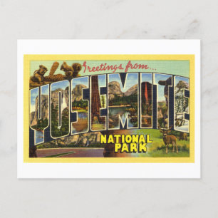 Vintage Greetings from Yosemite National Park Postcard