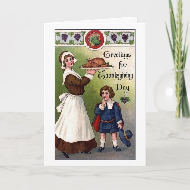 Vintage - Greetings On Thanksgiving, Holiday Card