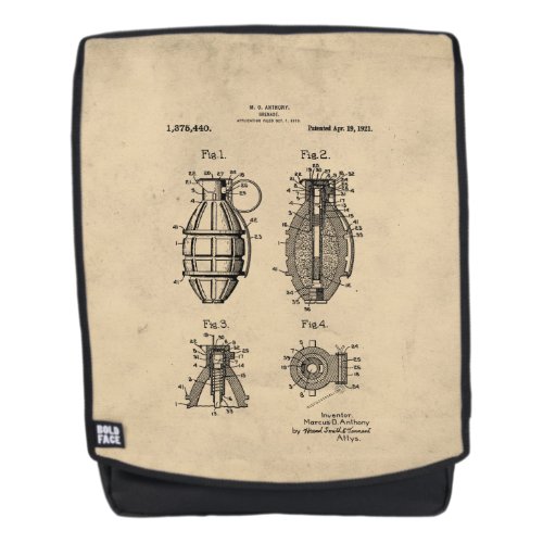 Vintage Grenade Patent Backpack