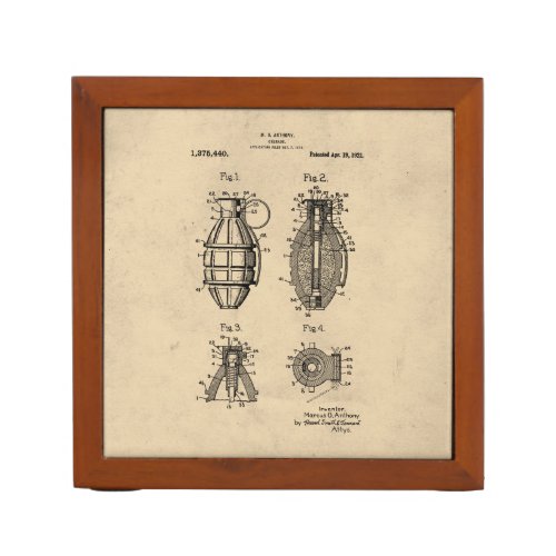 Vintage Grenade Patent Desk Organizer