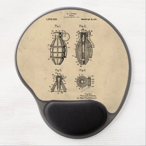Vintage Grenade Patent Gel Mouse Pad