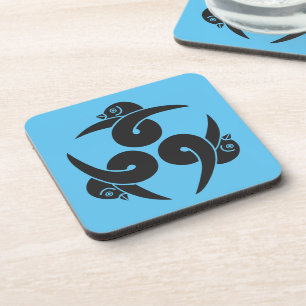 Vintage Grey Blue Three Geese Japan Mon Oriental Beverage Coaster