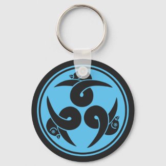 Vintage Grey Blue Three Geese Japan Mon Oriental Keychain