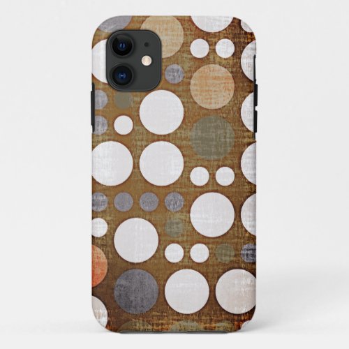 Vintage Grey Brown White Dots Pattern Abstract iPhone 11 Case