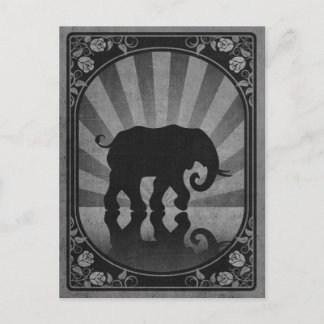 Vintage Grey Elephant Silhouette Poster Postcard