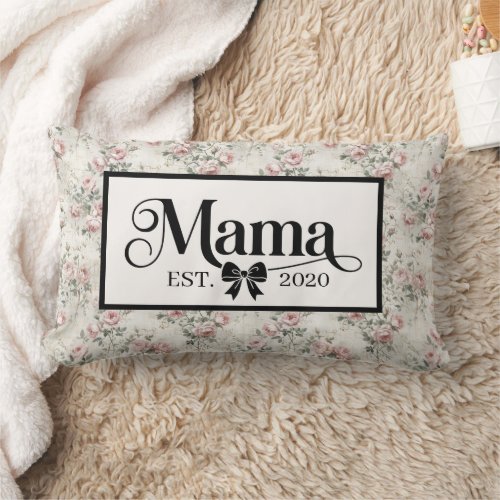 Vintage Grey Floral Custom Mama Keepsake Lumbar Pillow
