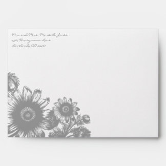 Vintage Grey Flowers Wedding Envelopes