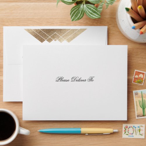 Vintage Grey Geometric Return Address Wedding Envelope