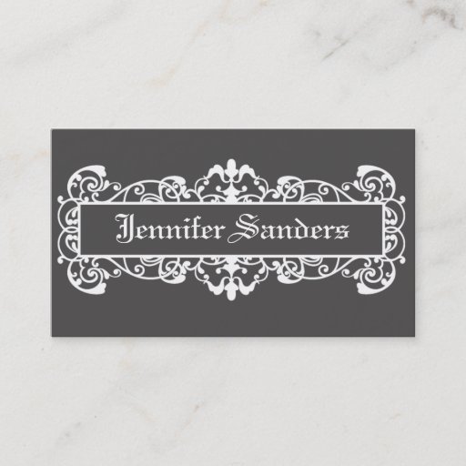 Customizable Vintage Grey Modern Swirl Business Card
