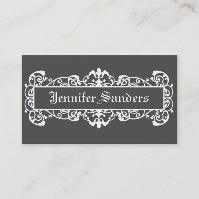 Vintage Grey Modern Swirl Business Card (Front)