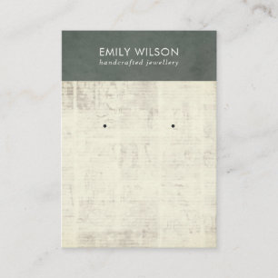 VINTAGE GREY OLD NEWSPAPER STUD EARRING DISPLAY BUSINESS CARD