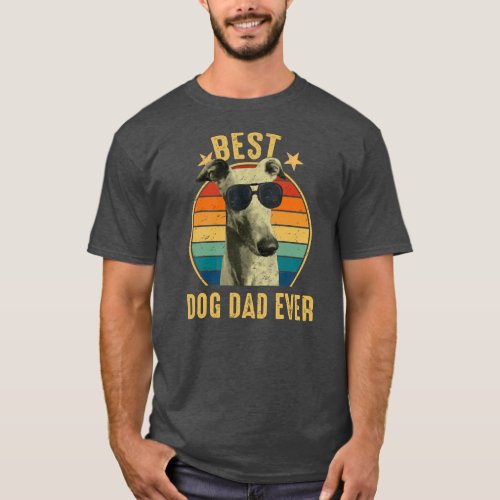 Vintage Greyhound Glasses Best Dog Dad Ever T_Shirt