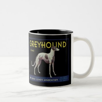Vintage Greyhound Lemon Label Circa 1920 Two-tone Coffee Mug by cowboyannie at Zazzle