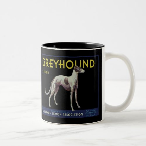 Vintage Greyhound Lemon Label Circa 1920 Two_Tone Coffee Mug