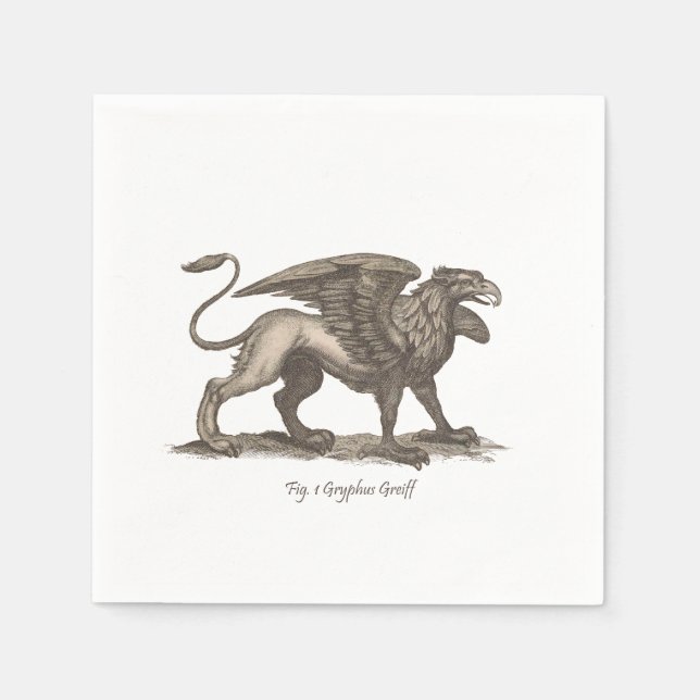 Vintage griffin (gryphus greiff) illustration. paper napkins (Front)