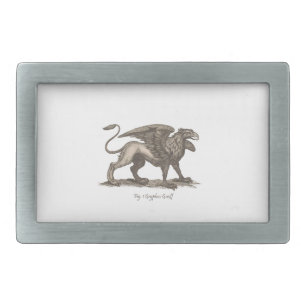 Vintage griffin (gryphus greiff) illustration. rectangular belt buckle